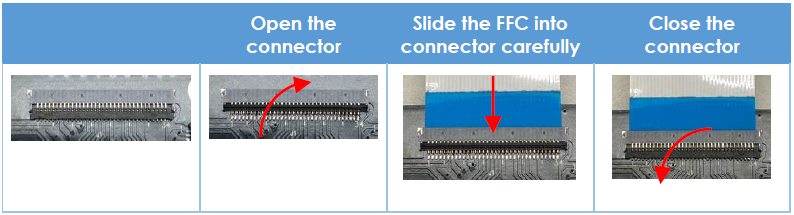 Connecting FFC with 34 pins of ZIF connector (J1)