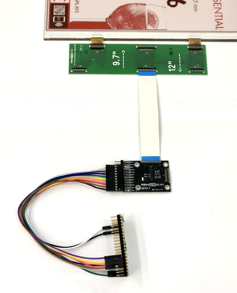The connectivity of a complete EXT3-Giant with 9.7" EPD and Raspberry Pi Pico board