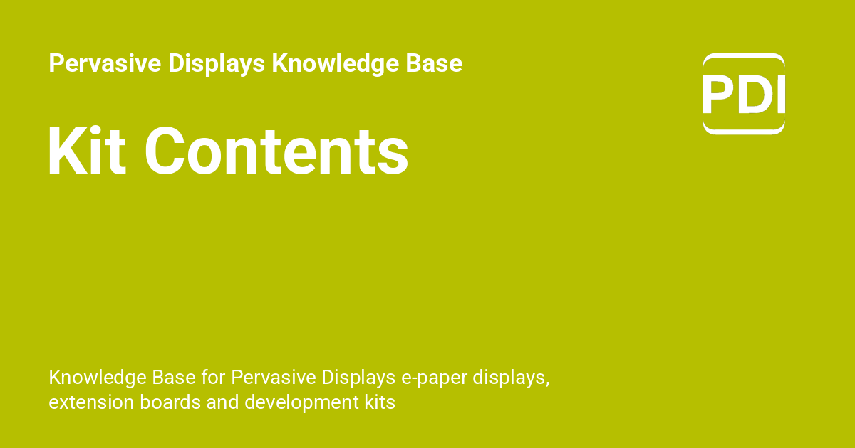 Kit Contents - Pervasive Displays Knowledge Base